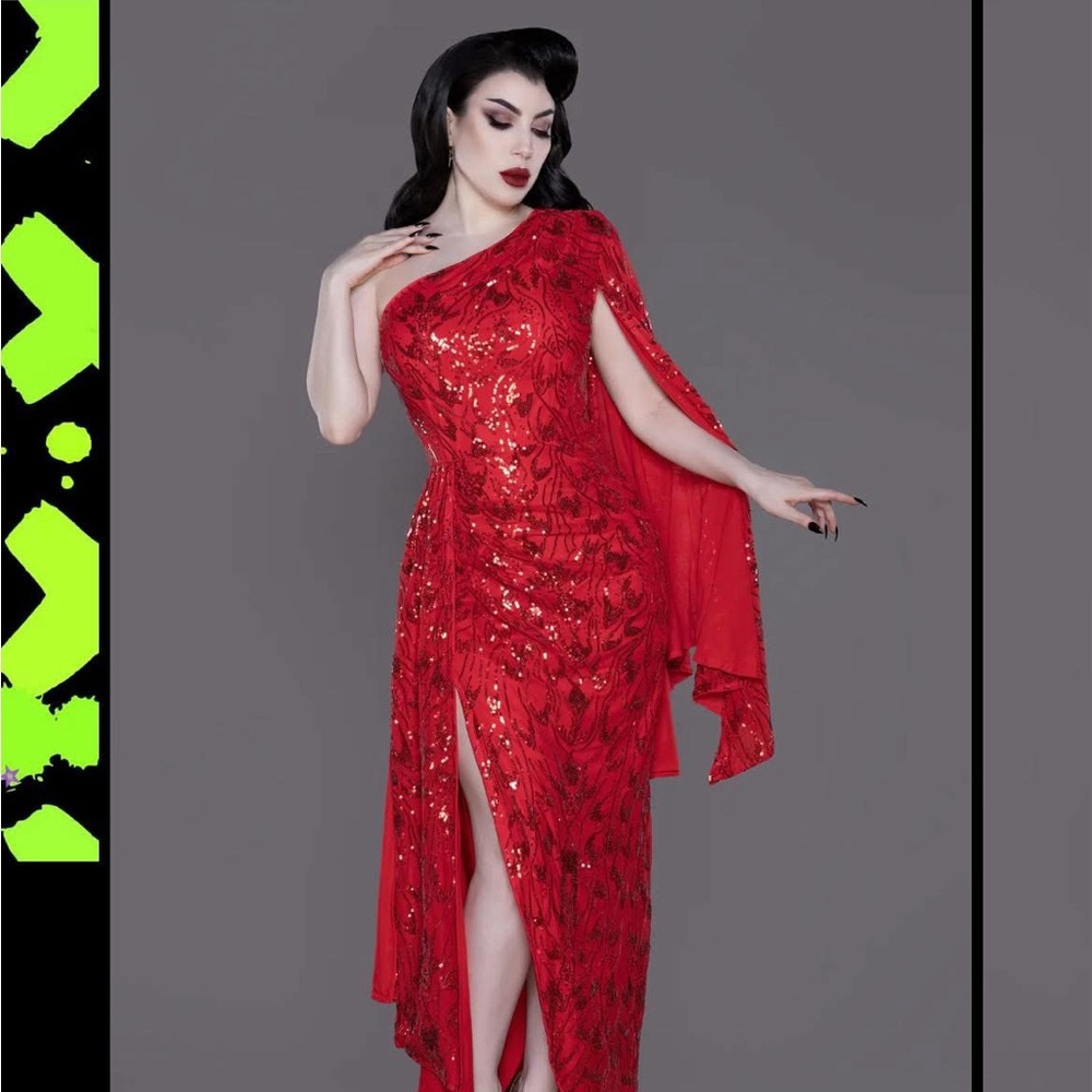 Weasel Wear Phoenix One-Shoulder Red Dress XL